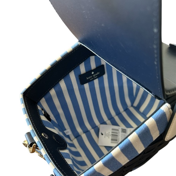 Kate Spade Navy Blue Woven Crossbody Bag - Picture 2 of 6
